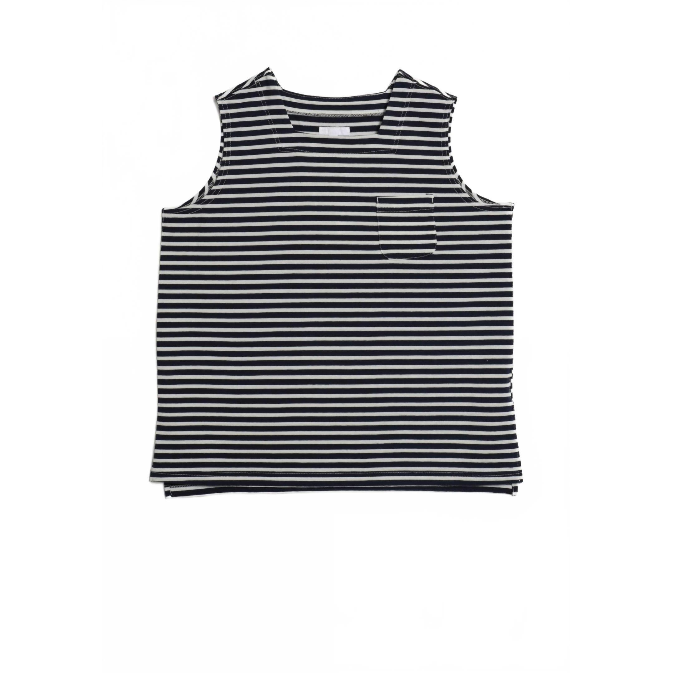 New Engineered Garments Men's Square Neck Shirt In Navy/White
